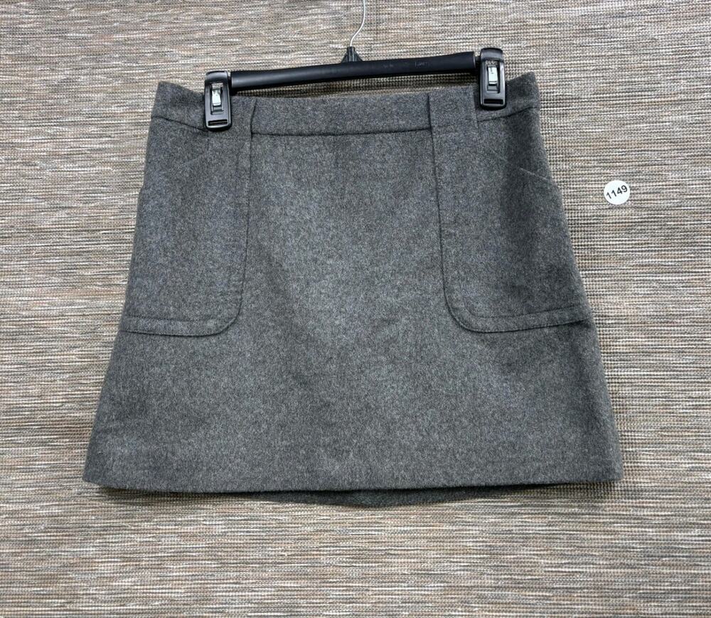 J. Crew Felted Wool Skirt Patch Pocket Mini Cashmere Gray Short Knit Sz 4 #85970